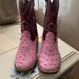 Roder Toddler Girl Size 6C Pink Western Cowgirl Leather Animal Print